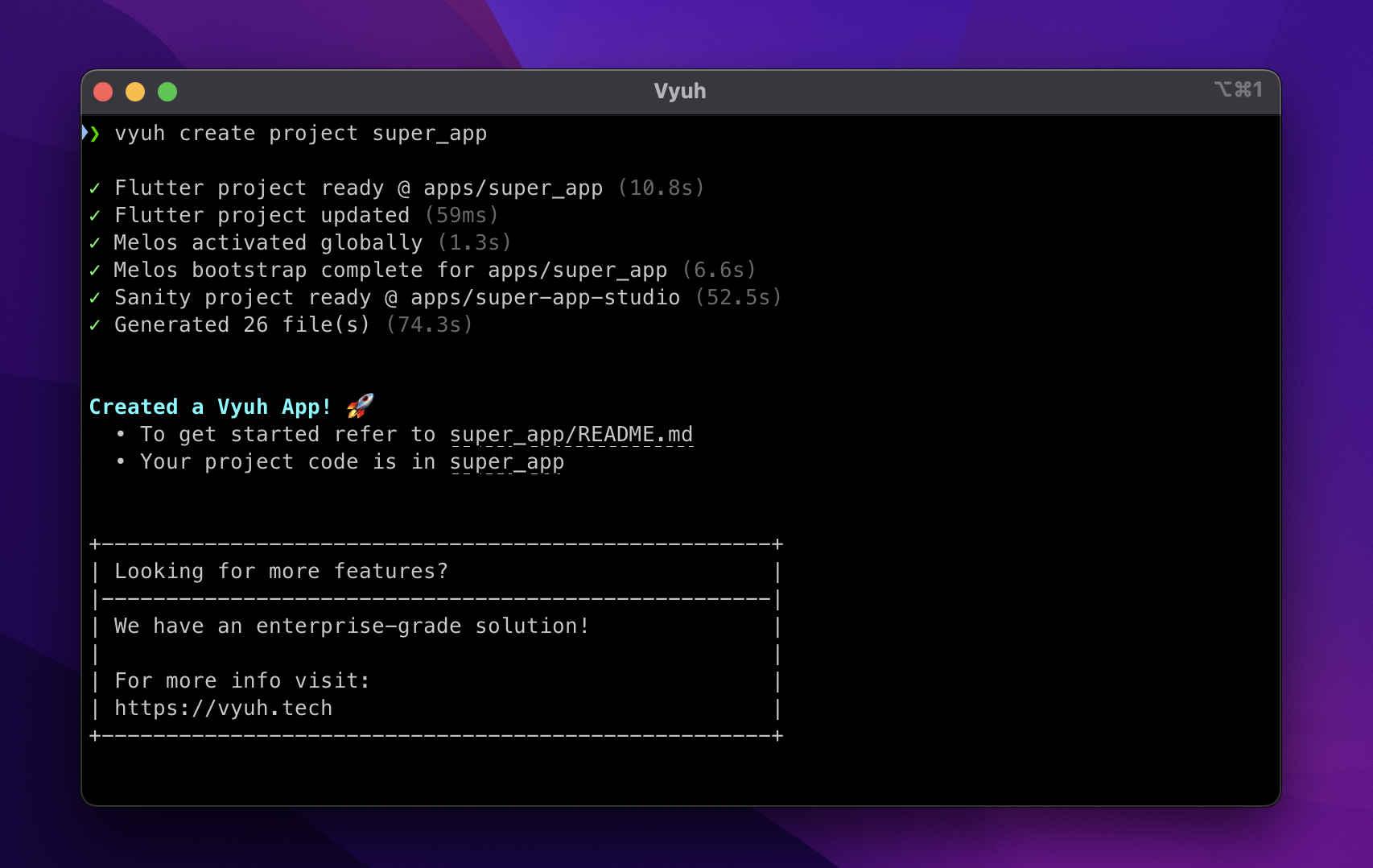 vyuh create project super_app